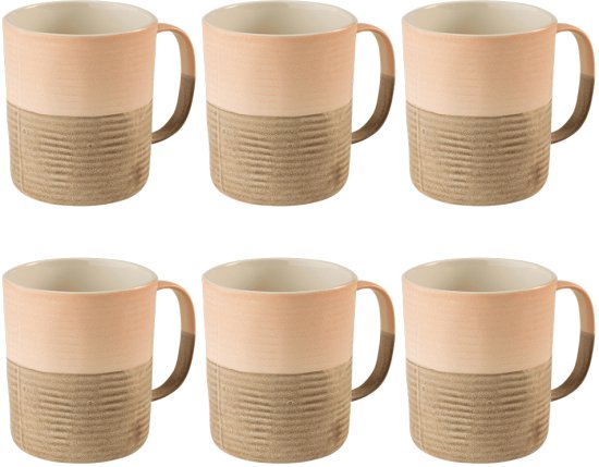 סט 6 כוסות מאג Stonware מבית Millennium - בנפח 480 מ''ל - צבע כתום / אדמה