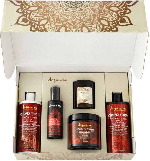 Argania - מארז 5 מוצרי טיפוח שיער מועשרים בקרטין