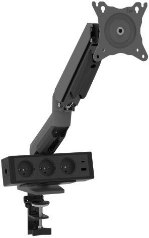 זרוע שולחנית למסך עם שקעים דגם Cobra מבית Keisar - למסכים בגודל ''17 עד ''30