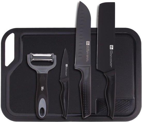 סט כלי חיתוך 5 חלקים כולל סכינים קולפן וקרש סדרת Classic מבית Food Appeal