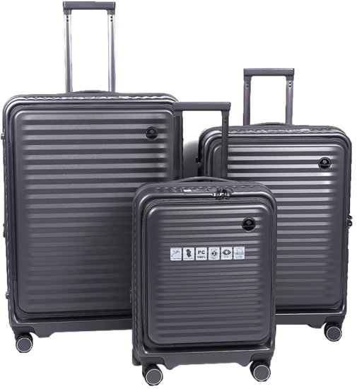 סט מזוודות קשיחות 20+24+28 אינץ' דגם MLS500 מבית Miracase - צבע אפור כהה