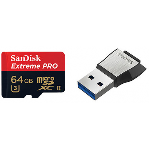 אונליין   SanDisk Extreme Pro 1833x Micro SDXC UHS-II SDSQXPJ-064G -  64GB +   USB 3.0