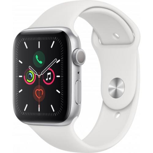אונליין   Apple Watch Series 5 GPS 44mm   Silver Aluminium   White Sport
