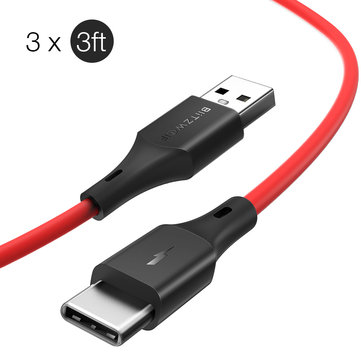קופון הנחה ל3 x BlitzWolf® BW-TC14 3A USB Type-C Charging