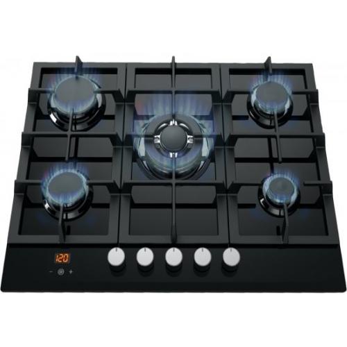 כיריים גז 5 להבות בישול בגימור זכוכית שחורה Ly Vent HOT676BL