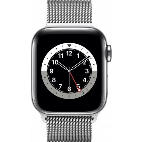 אונליין   Apple Watch Series 6 GPS + Cellular 40mm   Silver Stainless Steel   Silver Milanese Loop
