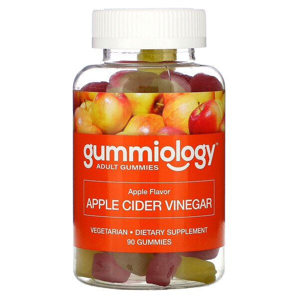 Gummiology‏, סוכריות גומי למבוגרים עם חומץ סיידר תפוחים, בטעם תפוחים טבעי, 90 סוכריות גומי צמחיות, הזמנה מאייהרב – iHerb