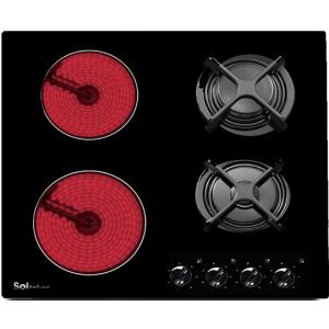 אונליין כיריים משולבות קרמי וגז 4 אזורי בישול Sol SQ6V-005 - זכוכית שחורה