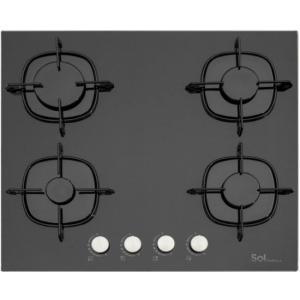 כיריים גז 4 להבות בישול Sol F6GBE-544 – זכוכית שחורה