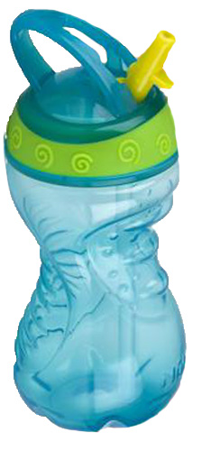 בקבוק אליגטור עם פיה מתקפלת לגילאי +12 חודשים בנפח 300 מ''ל Nuby - צבע טורקיז