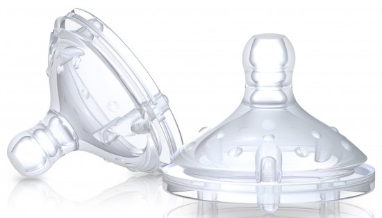 זוג פטמות סיליקון שלב 1 זרימה איטית לגילאי 0+ Nuby