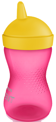 כוס אימון עם פיה קשיחה לגילאי +12 חודשים בנפח 300 מ''ל Avent - צבע ורוד/צהוב