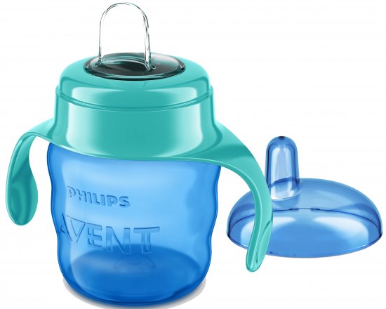 כוס אימון עם פיה רכה וגמישה וידיות אחיזה לגילאי +6 חודשים בנפח 200 מ''ל Avent - צבע כחול
