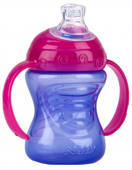 כוס אימון פייה רכה עם ידיות לגילאי +4 חודשים בנפח 240 מ''ל Nuby - צבע ורוד/סגול