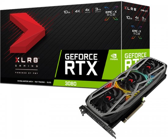 כרטיס מסך PNY RTX 3080 10GB GDDR6 LHR XLR8 GAMING REVEL EPIC-X HDMI 3xDP