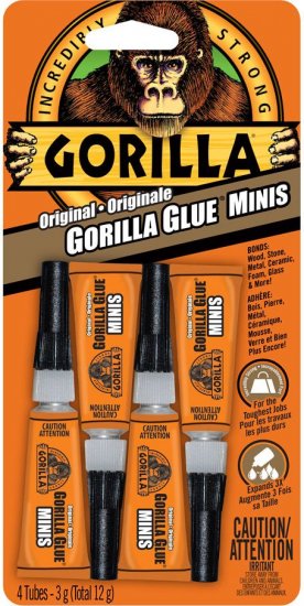 מארז 4 יחידות של 3 גרם דבק פוליאוריתני רב שימושי Gorilla Original Glue Minis