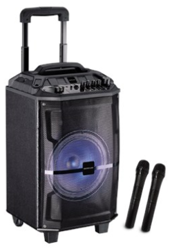 מציאון ועודפים - מערכת קריוקי Bluetooth ניידת עם 2 מיקרופונים Silver Line 8 Inch 30W SLKB8D - צבע שחור