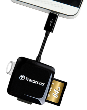 מציאון ועודפים – קורא כרטיסים OTG Micro USB למכשירי אנדרואיד Transcend TS-RDP9K צבע שחור