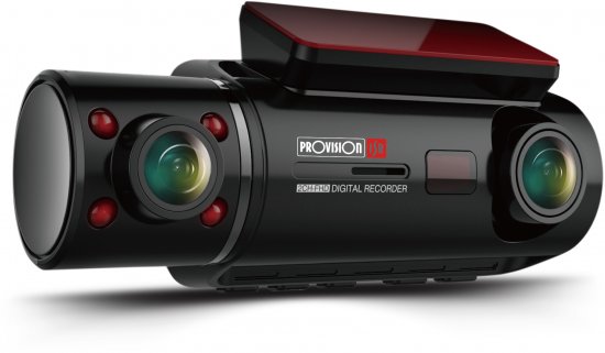 מצלמת וידאו כפולה לרכב עם ProVision ISR Dual Channel Full HD DVR PR-3550CDV-W Wi-Fi