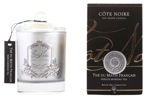 נר ריחני 185 גרם Cote Noire French Morning Tea - כסוף