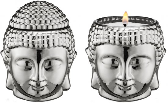 נר ריחני בצורת בודהה כסוף Spring Secret Garden - משקל 225 גרם