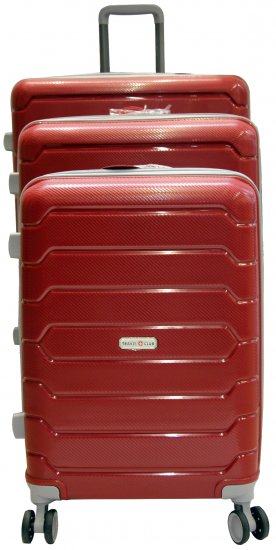 סט 3 מזוודות קשיחות 21+24+28 Travel Club - צבע אדום/אפור