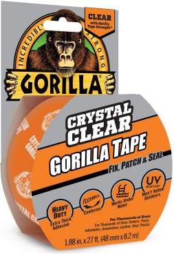 סרט תיקונים ואיטום באורך 8.2 מטר ו- 48 מ''מ רוחב Gorilla Tape Crystal Clear - צבע שקוף