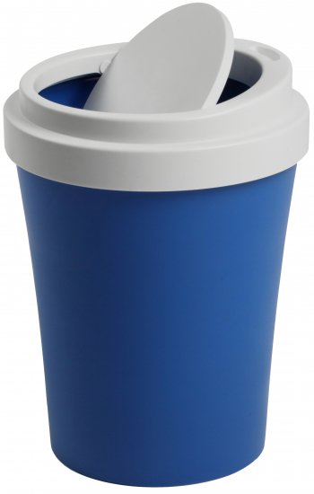 פח אשפה בצורת כוס קפה Qualy - צבע כחול/לבן