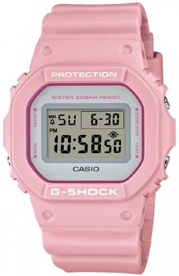 שעון יד דיגיטלי יוניסקס עם רצועה מסיליקון Casio DW-5600SC-4DR - צבע ורוד