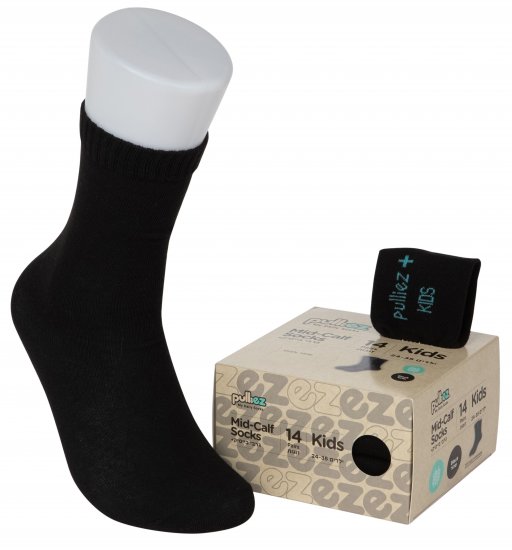 14 זוגות גרביים Cotton Long לילדים Pulliez מידת One size שמתאימה למידות 24-35 - צבע שחור