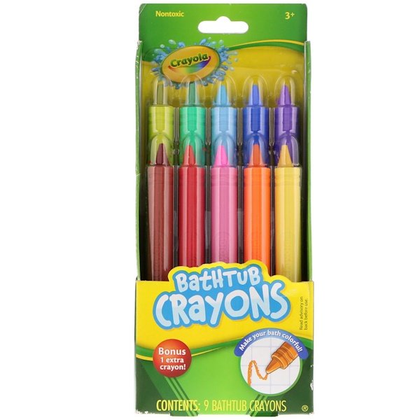 Crayola‏, Crayola, גירים לאמבטיה, לגיל 3 ומעלה, 9 גירים + גיר בונוס אחד, הזמנה מאייהרב – iHerb