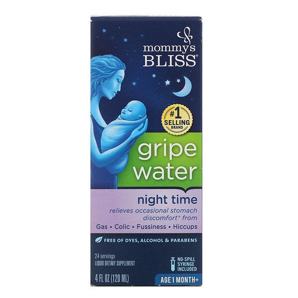 Mommy's Bliss‏, לשעות הלילה, Gripe Water, מגיל חודש ומעלה, 120 מ"ל (4 fl oz), הזמנה מאייהרב – iHerb