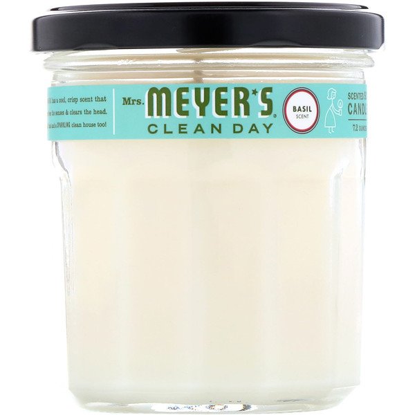 Mrs. Meyers Clean Day‏, נר סויה מבושם, ריח בזיליקום, 204 גרם (7.2 אונקיות), הזמנה מאייהרב – iHerb