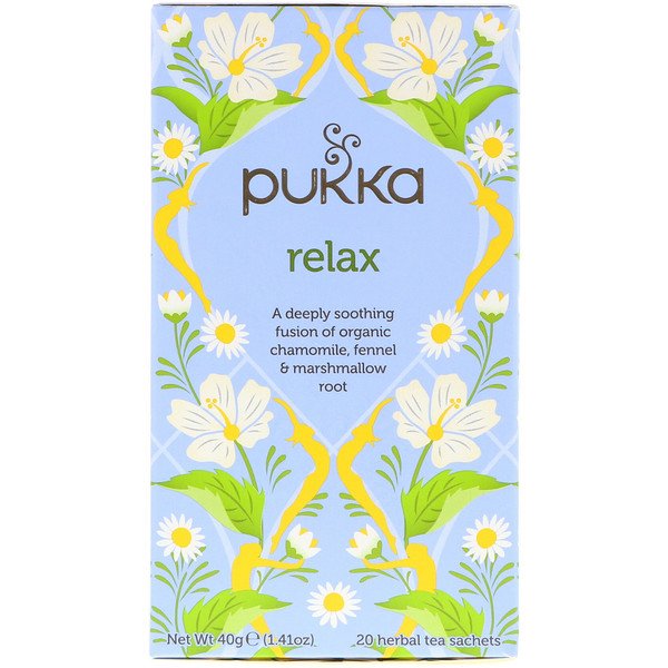 Pukka Herbs‏, תה Relax, נטול קפאין, 20 שקיקי תה צמחים, 40 גרם (1.41 אונקיות), הזמנה מאייהרב – iHerb