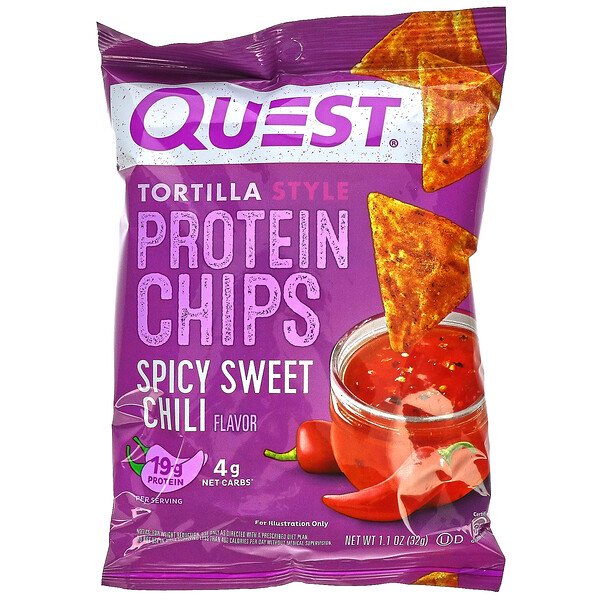 Quest Nutrition‏, Tortilla Style Protein Chips, Spicy Sweet Chili, 8 Bags, 1.1 oz (32 g) Each, הזמנה מאייהרב – iHerb
