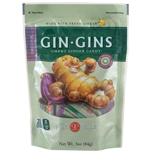 The Ginger People‏, Gin·Gins, סוכריית ג'ינג'ר לעיסה מקורית, 84 גרם (3 אונקיות), הזמנה מאייהרב – iHerb