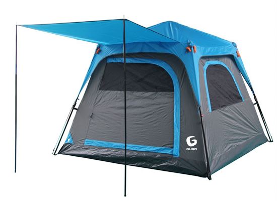 אוהל פתיחה מהירה ל-4 אנשים Guro Panorama V2 - אפור/כחול