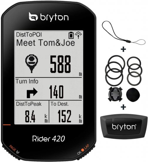 באנדל מחשב אופניים + רצועת דופק Bryton Rider 420H Bike GPS