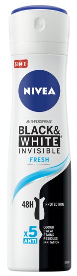 דאודורנט ספריי לאישה Nivea Black & White Invisible Pure - נפח 150 מ''ל