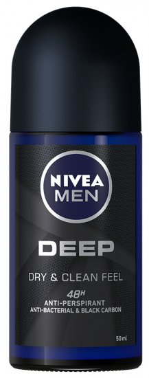 דאודורנט רול-און לגבר Nivea Deep - נפח 50 מ''ל