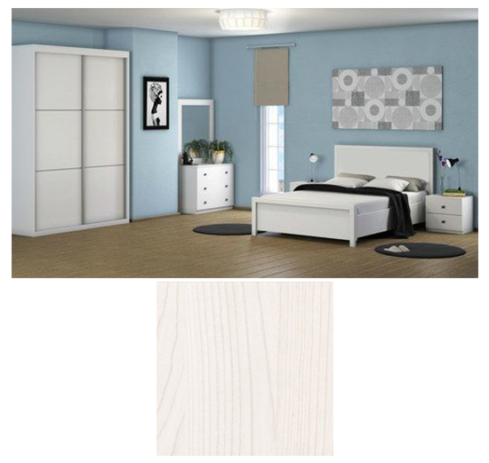 חדר שינה דגם In Style Oliver עם ארון הזזה 2 דלתות רוחב 160 ס''מ ומיטה 160x190 ס''מ - גוון מייפל מולבן