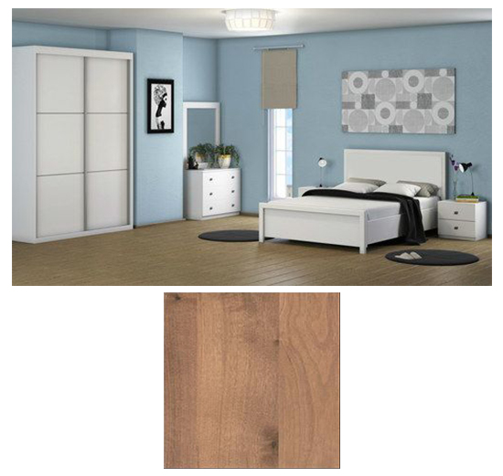 חדר שינה דגם In Style Oliver עם ארון הזזה 2 דלתות רוחב 160 ס''מ ומיטה 160x200 ס''מ - גוון שיטה