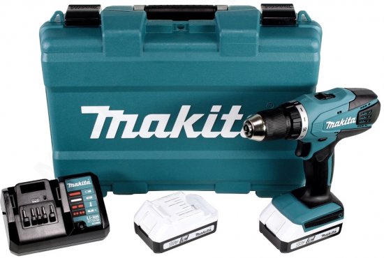 מברגה / מקדחה Makita Cordless Driver Drill כולל 2 סוללות 18V + מטען + מזוודה קשיחה