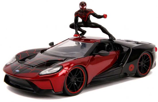 מכונית 2017 Ford GT בעיצוב בהשראת ספיידרמן מיילס מוראלס עם דמות מיילס מבית Jada