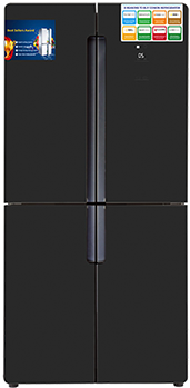 מקרר 4 דלתות עם צג לד 541 ליטר Normande ND-890 צבע זכוכית שחורה