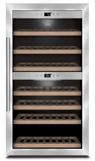 מקרר יין 2 אזורים 66 בקבוקים עם קומפרסור Caso WineComfort 66