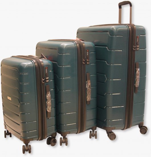 סט 3 מזוודות קשיחות 21+24+28 Travel Club - צבע טורקיז כהה