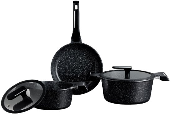 סט 5 חלקים - סיר 20 ס''מ 2.5 ליטר + סיר 24 ס''מ 4.5 ליטר + מחבת 24 ס''מ מסדרת מאיר אדוני פלוס - Arcosteel