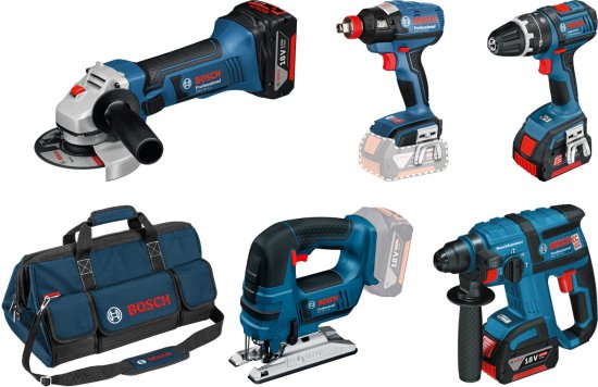 סט 5 כלים נטענים Bosch 18V + תיק נשיאה + 3 סוללות 5Ah + מטען