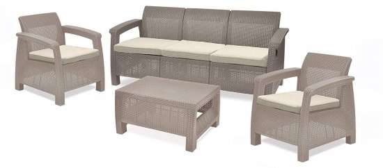 סט מערכת ישיבה קורפו טריפל Keter - צבע קפוצ'ינו